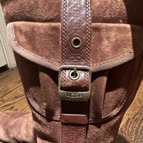UGG Brown Suede Boots with Leather Strap - Picture 3 of 9